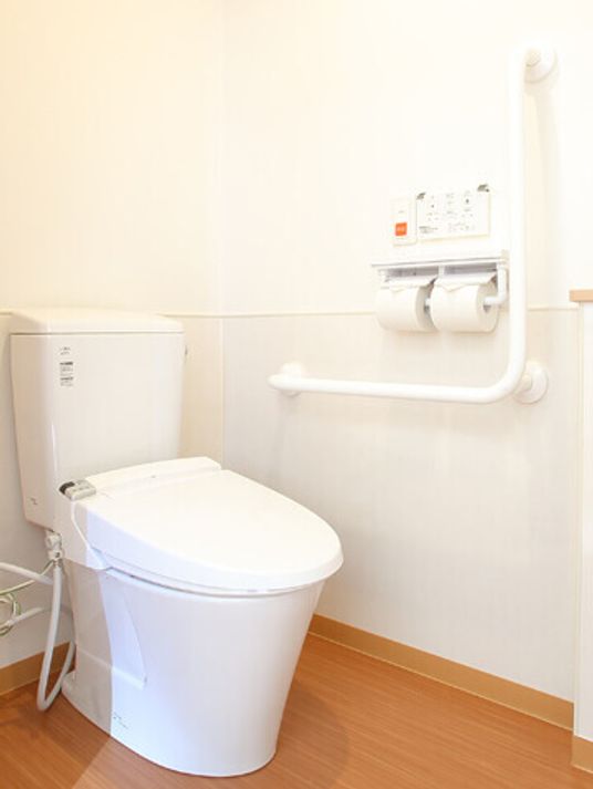 緊急コールがついたバリアフリー対応のトイレの様子。居室内の設備