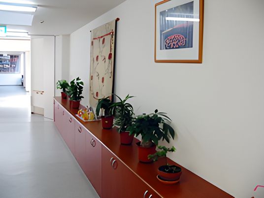 観葉植物が並ぶ廊下