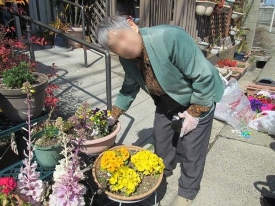 花に囲まれた女性