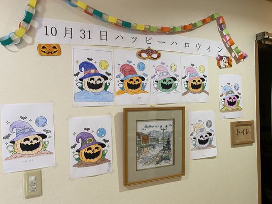 ハロウィン飾り付けの壁面