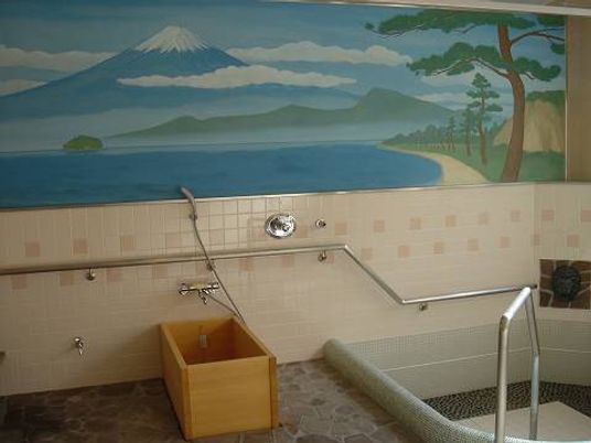 富士山の壁画がある浴室