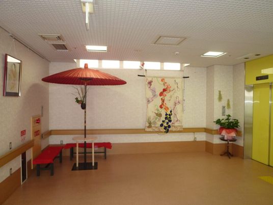 和風の装飾がある廊下