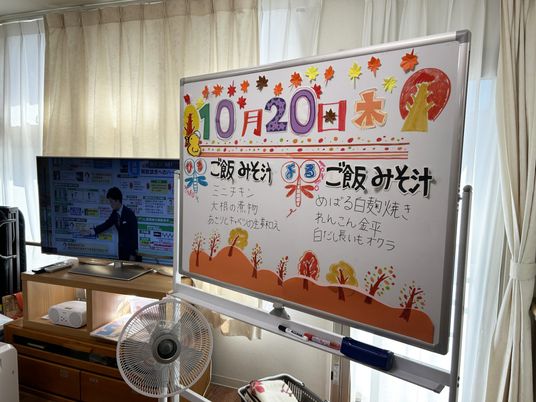 掲示物とテレビの室内