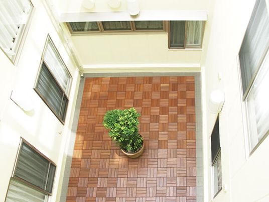 観葉植物がある中庭