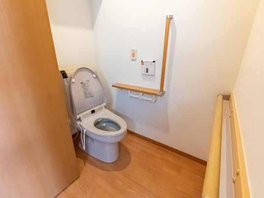 手すり付きの清潔なトイレ