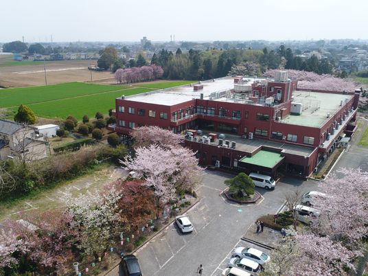 春に咲く桜と施設外観