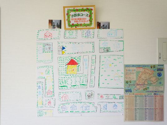 壁に掲示された作品
