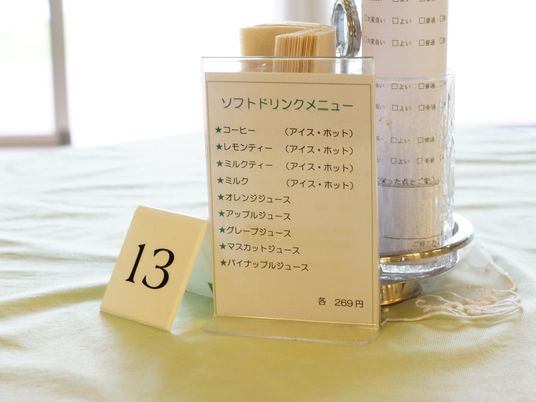 メニュー表示のテーブルナンバー