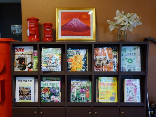 雑誌と装飾の棚