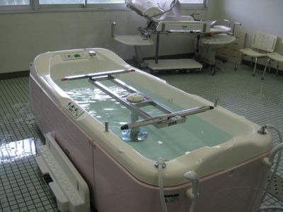 二つの浴槽が並ぶ浴室