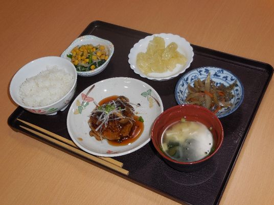 栄養豊富な食事例のトレー