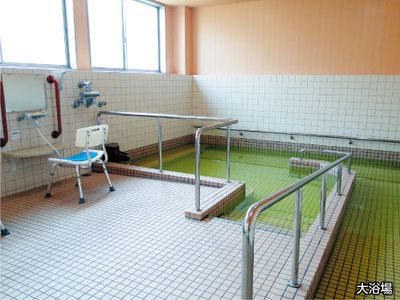 手すり付きの浴場