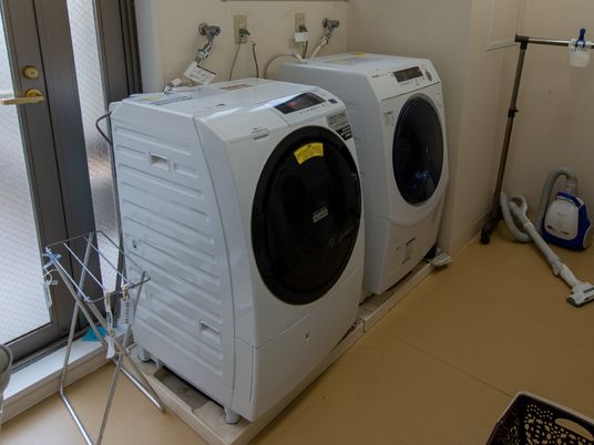 洗濯機と物干しスペース