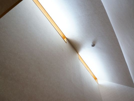 白く明るい居室の天井