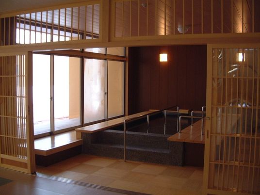 木製の内装の浴室