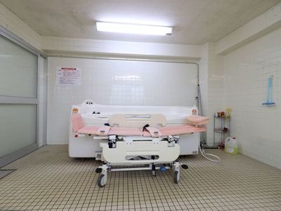 清潔な浴室のベッド