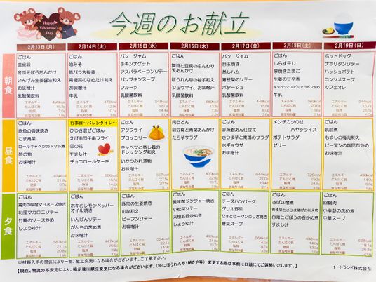 メニュー案内の掲示物