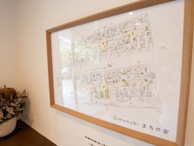 配置図が額装された壁面