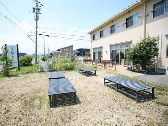 中庭の明るい風景