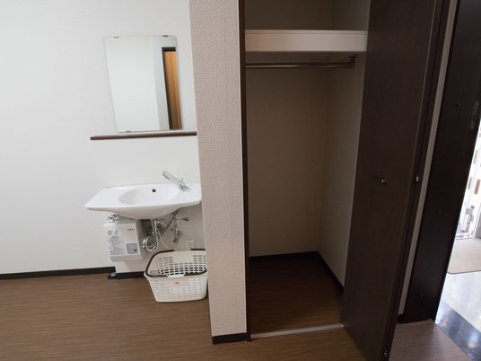 シンプルな洗面台とクローゼット