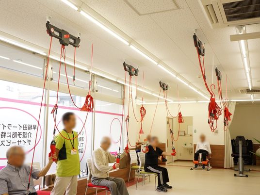 利用者が機能訓練中