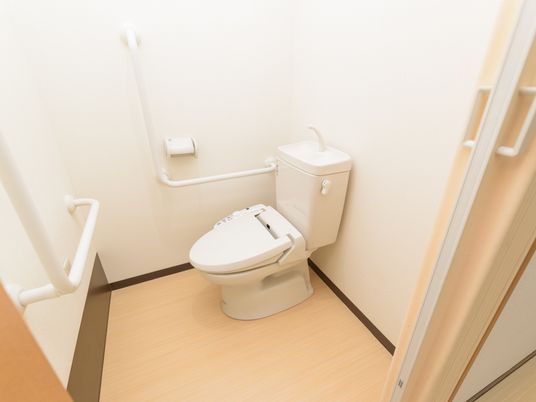 手すり完備のトイレ