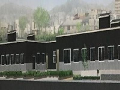 黒い建物のシンプルな外観