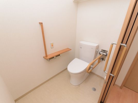 手すり付きの清潔なトイレ