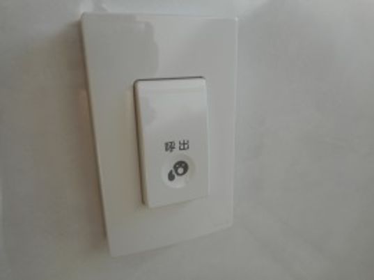 壁に取り付けられた呼出スイッチ