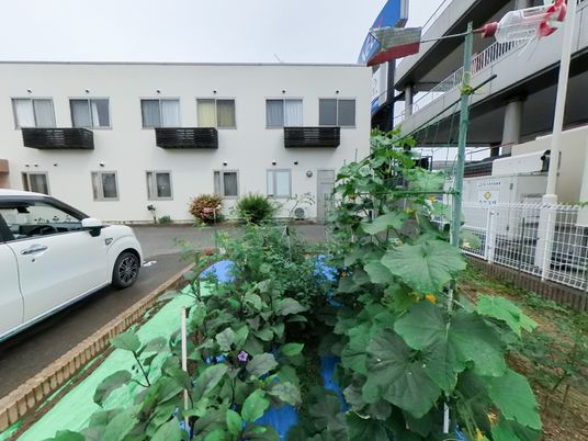 白い建物の外観