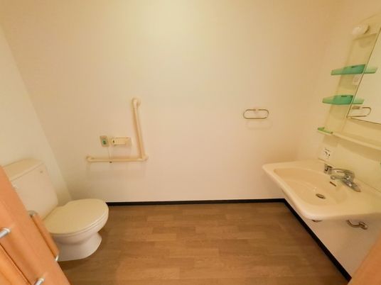 手すり付きの洗面所