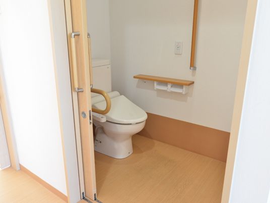 手すり付きの清潔なトイレ