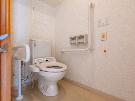 手すり完備のトイレ空間