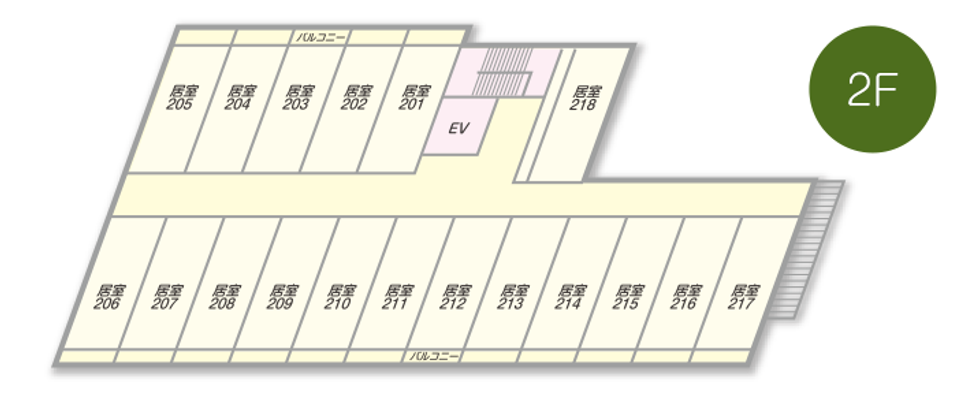 居室が並ぶ2Fの間取り
