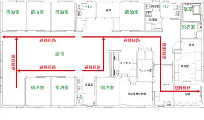避難経路示された居間