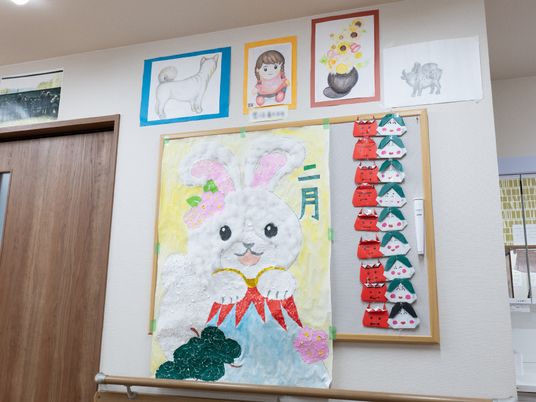 壁に掛けられた手作り絵画