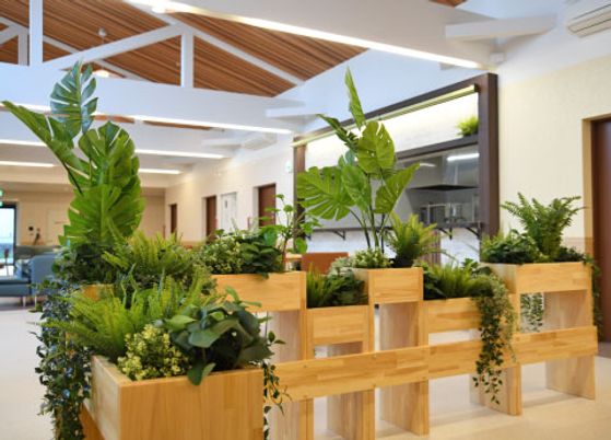 ケア施設の植栽エリア