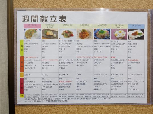 献立表の掲示