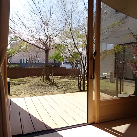 木々が見えるテラス