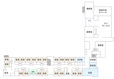 ゆったりした居室配置図