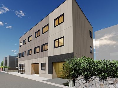 明るいモダンな建物外観