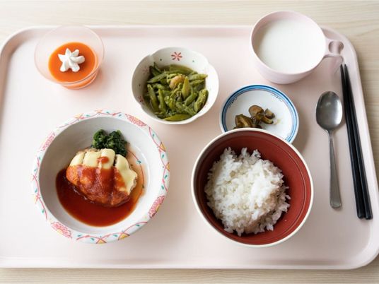 丁寧に盛り付けられた食事