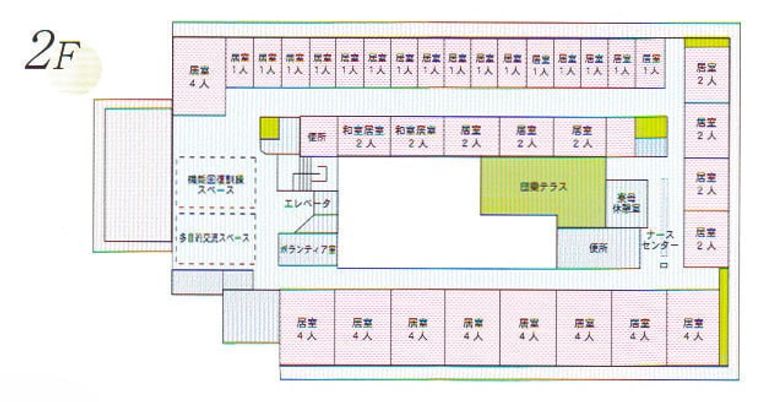 配色で区分された居室配列図