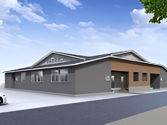 明るい一階建て建物