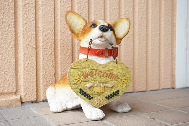 ウェルカム犬のオブジェ