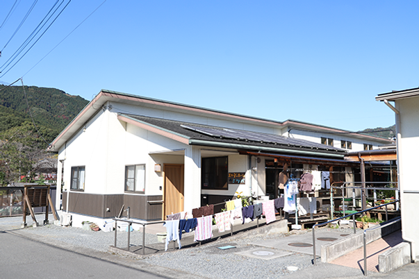 洗濯物が干された庭