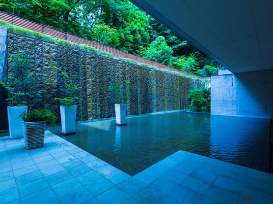 水と緑のある中庭