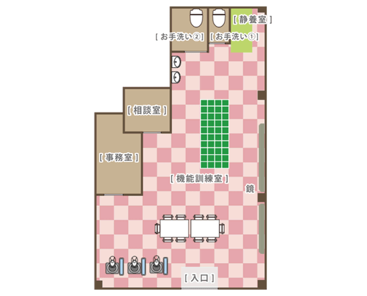 明るい訓練室の間取り