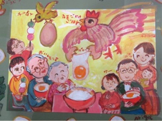 にぎやかな食卓絵画