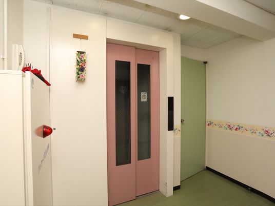  装飾つきのエレベーター入口  
